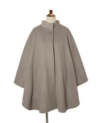 Synthetic Leather Button Poncho Coat