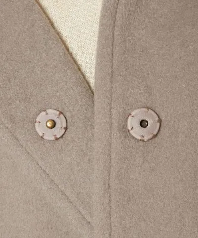Synthetic Leather Button Poncho Coat