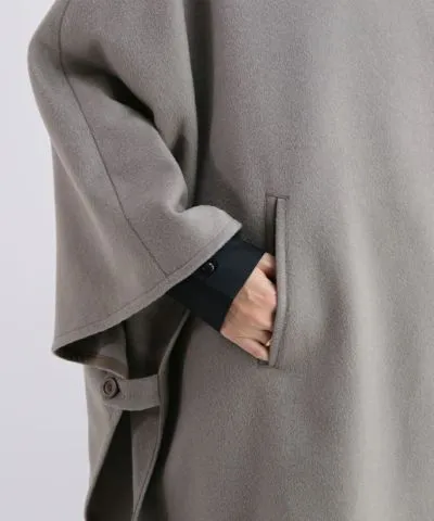 Synthetic Leather Button Poncho Coat