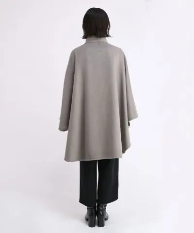 Synthetic Leather Button Poncho Coat