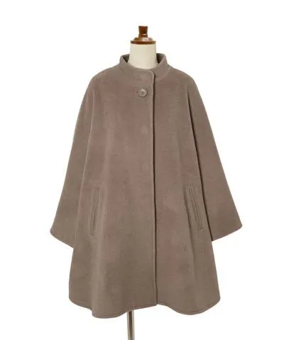 Synthetic Leather Button Poncho Coat
