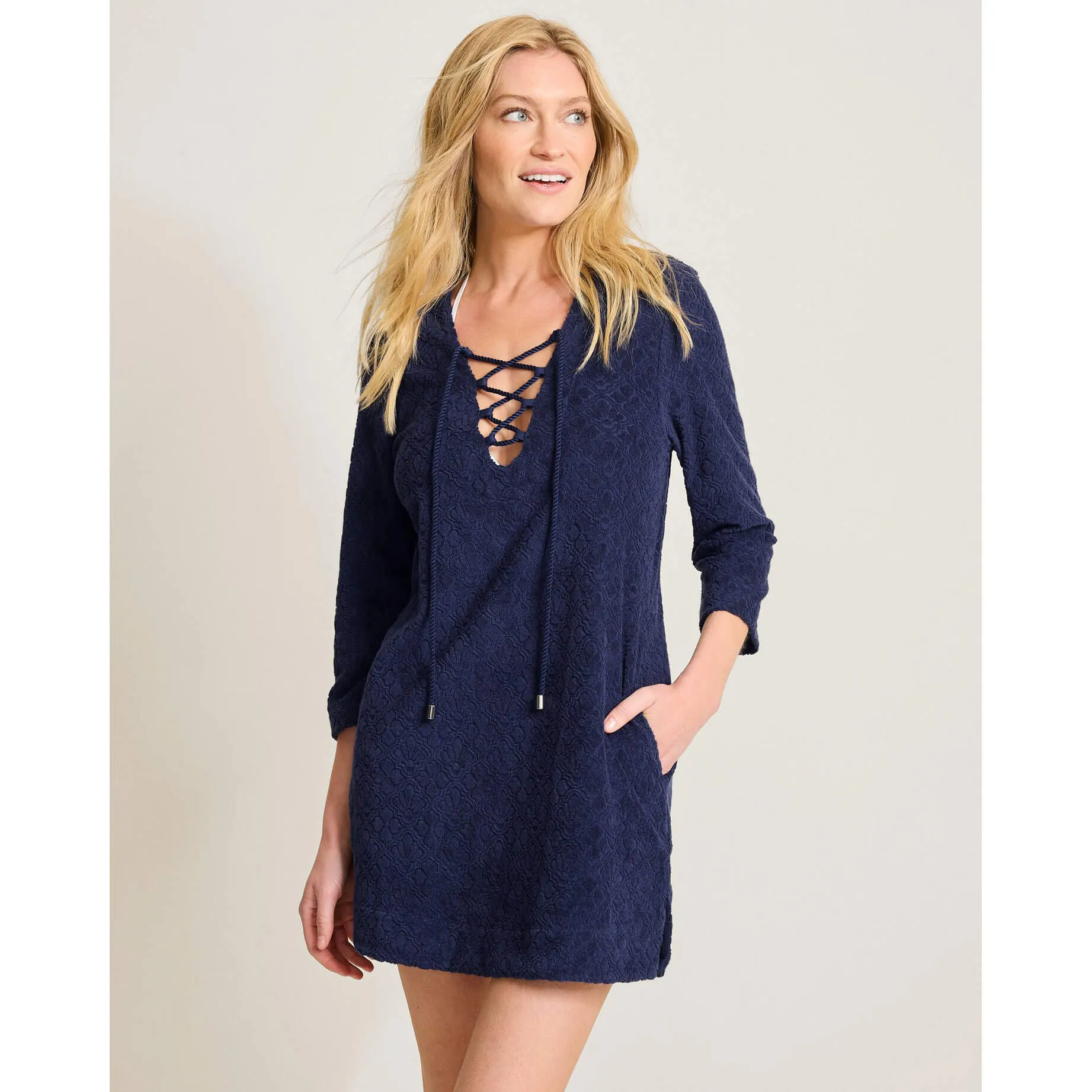 Tommy Bahama Textured Spa Terry Tunic Cover Up - Mare Navy