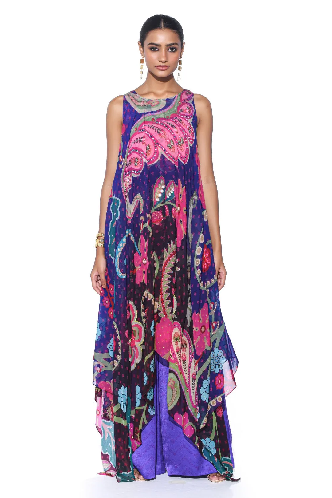 Violet High-Low Tunic Set