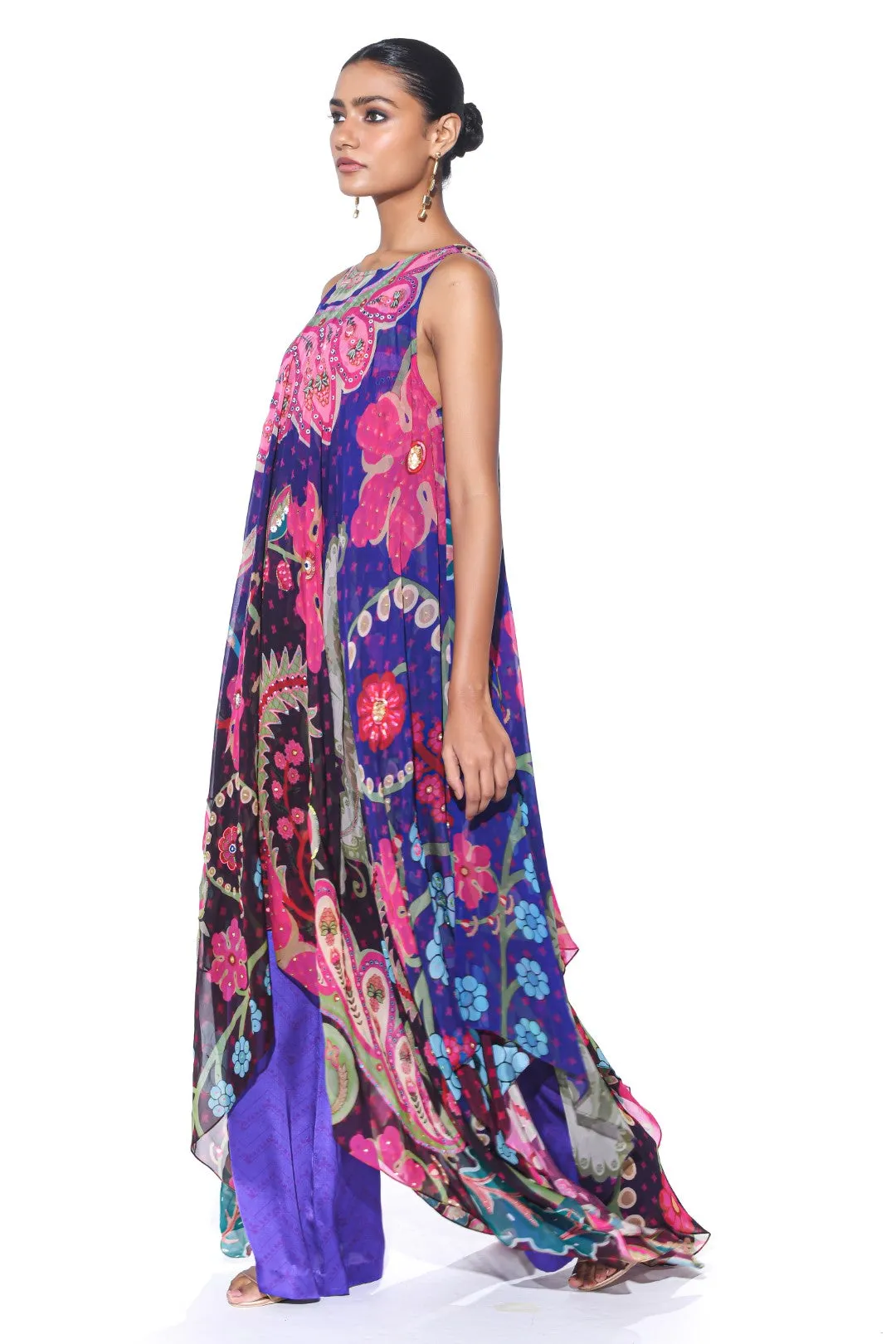 Violet High-Low Tunic Set