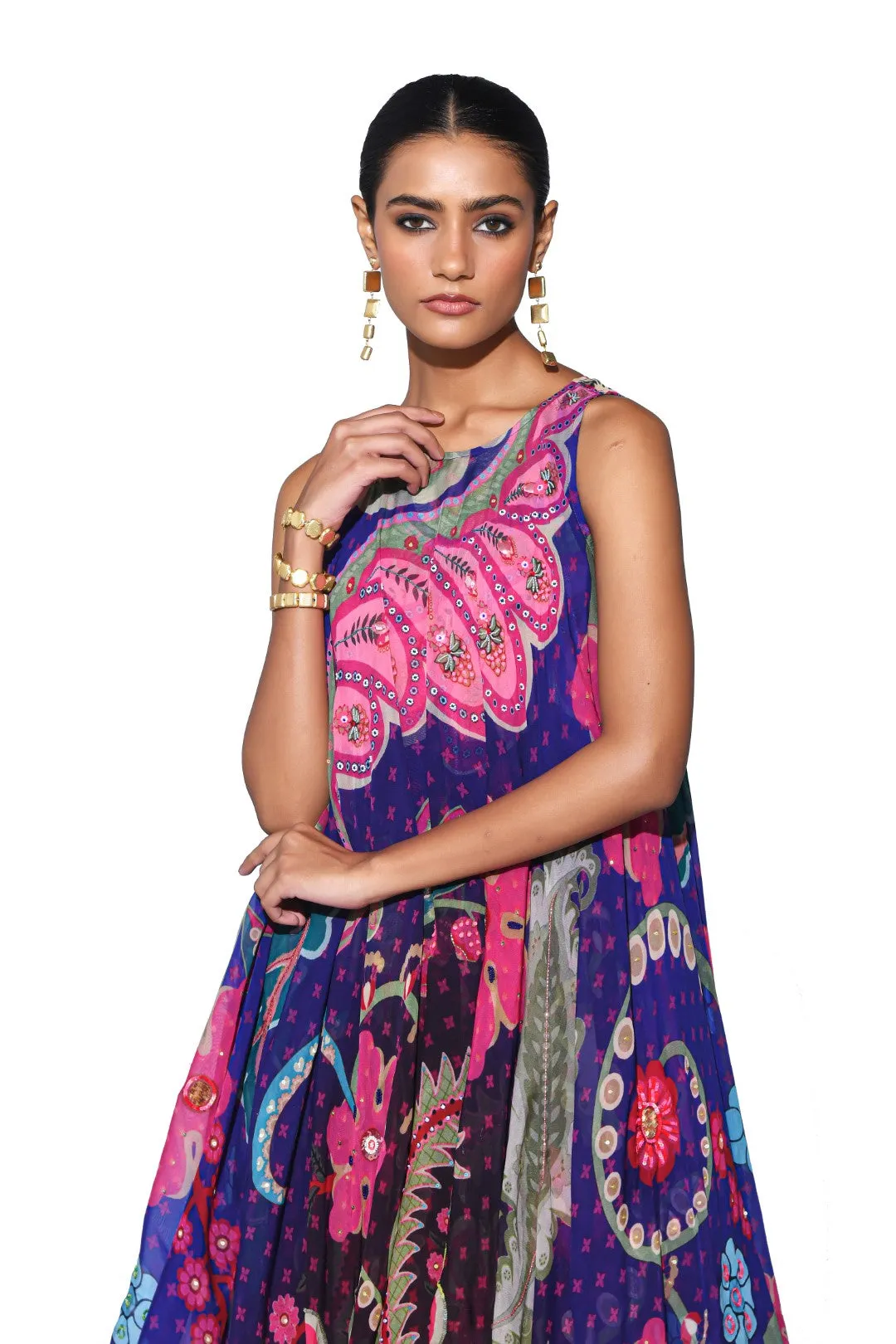 Violet High-Low Tunic Set