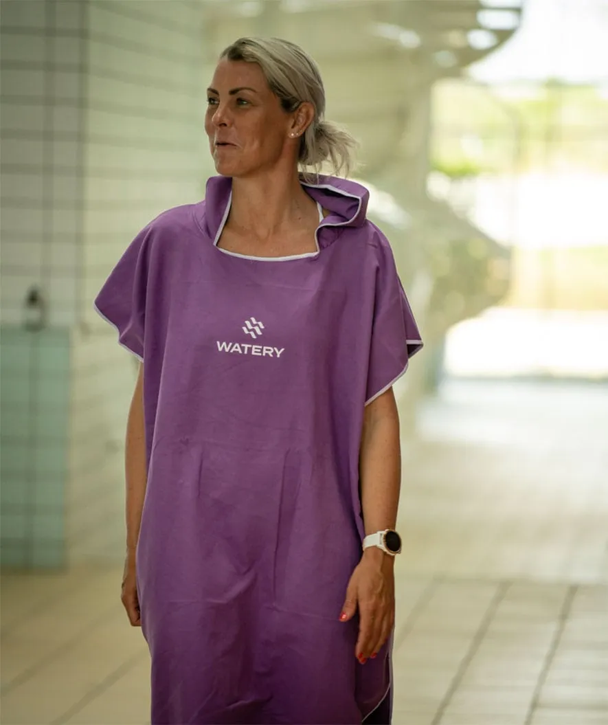 Watery badeponcho til voksne - Microfiber - Lilla