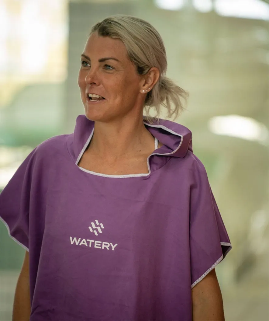 Watery badeponcho til voksne - Microfiber - Lilla