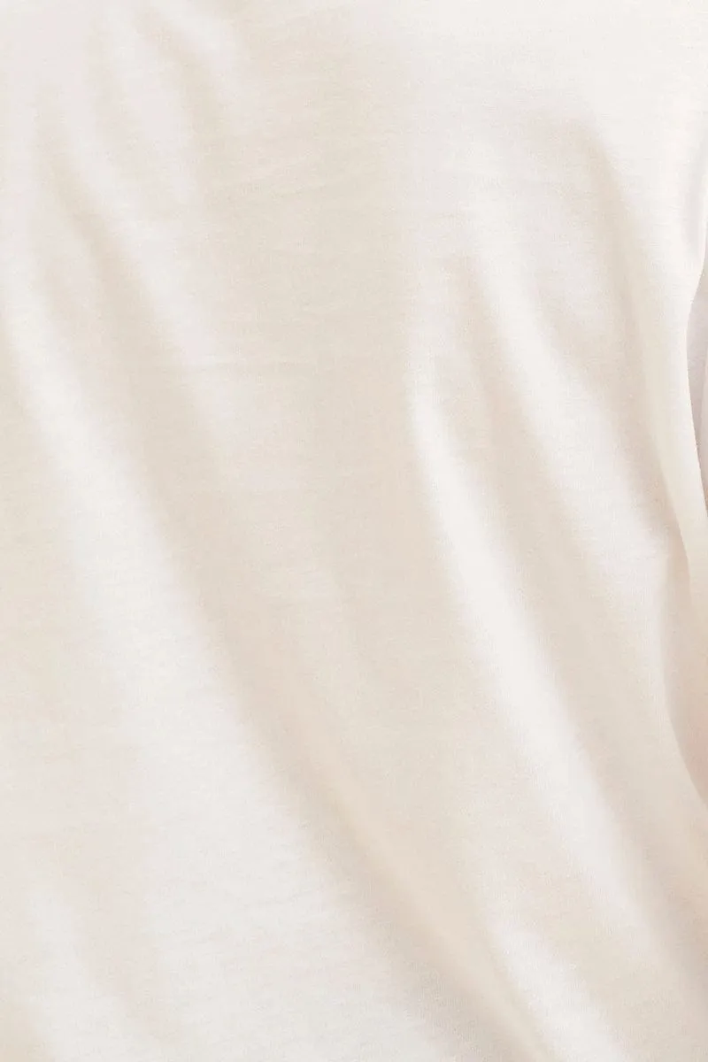 White Cropped T-Shirt Long Sleeve Crew Neck Cotton