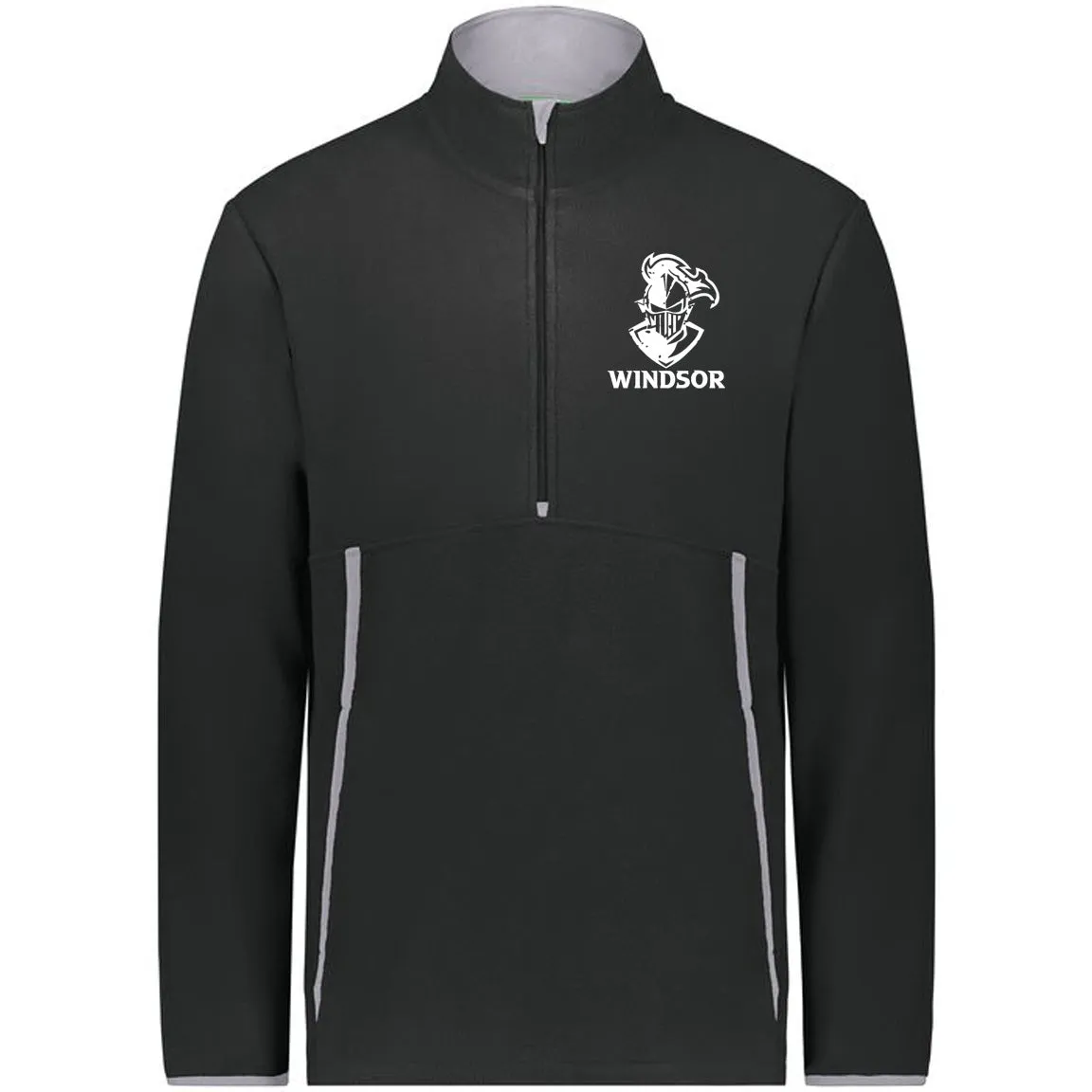 Windsor - Chill Fleece 2.0 1-2 Zip Pullover with Embroidered Knight Distressed Windsor - Black