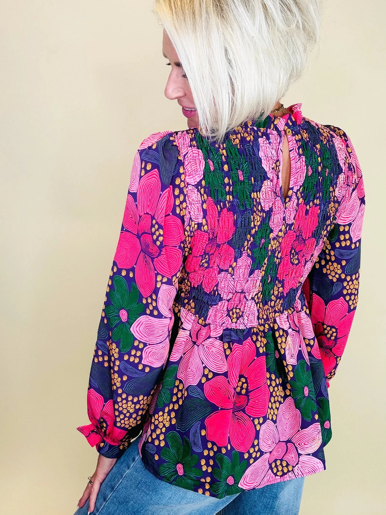 Winter In Full Bloom Peplum Top