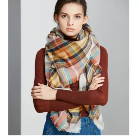 Winter Plaid Acrylic Warm Scarf