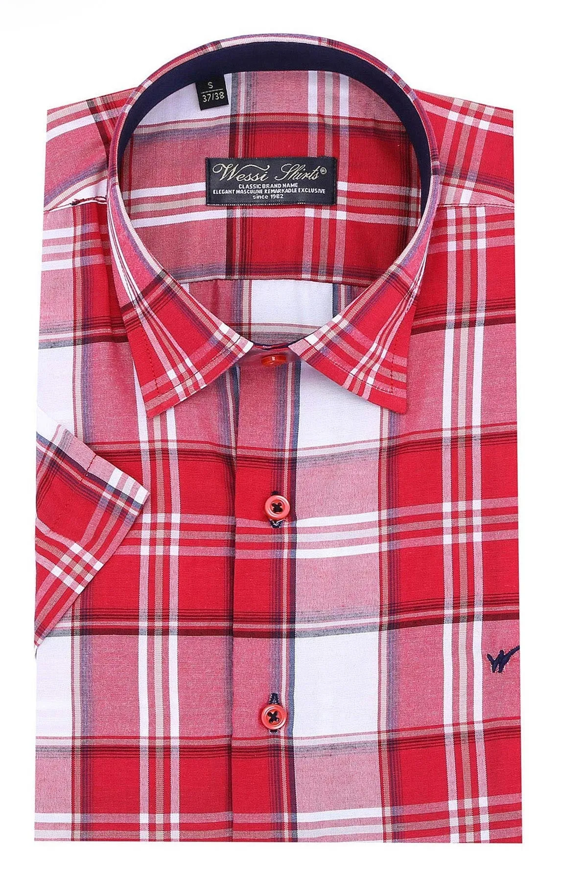 WSS Checked Short Sleeve Burgundy Men Shirt  - Singen