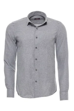WSS Slim Fit Plain Light Grey Men Lumberjack Shirt  - Singen