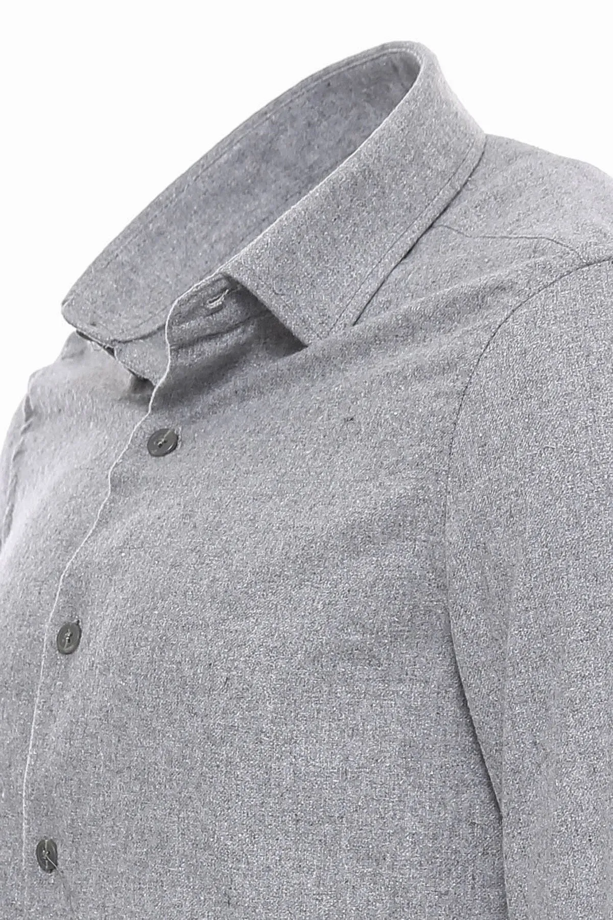 WSS Slim Fit Plain Light Grey Men Lumberjack Shirt  - Singen
