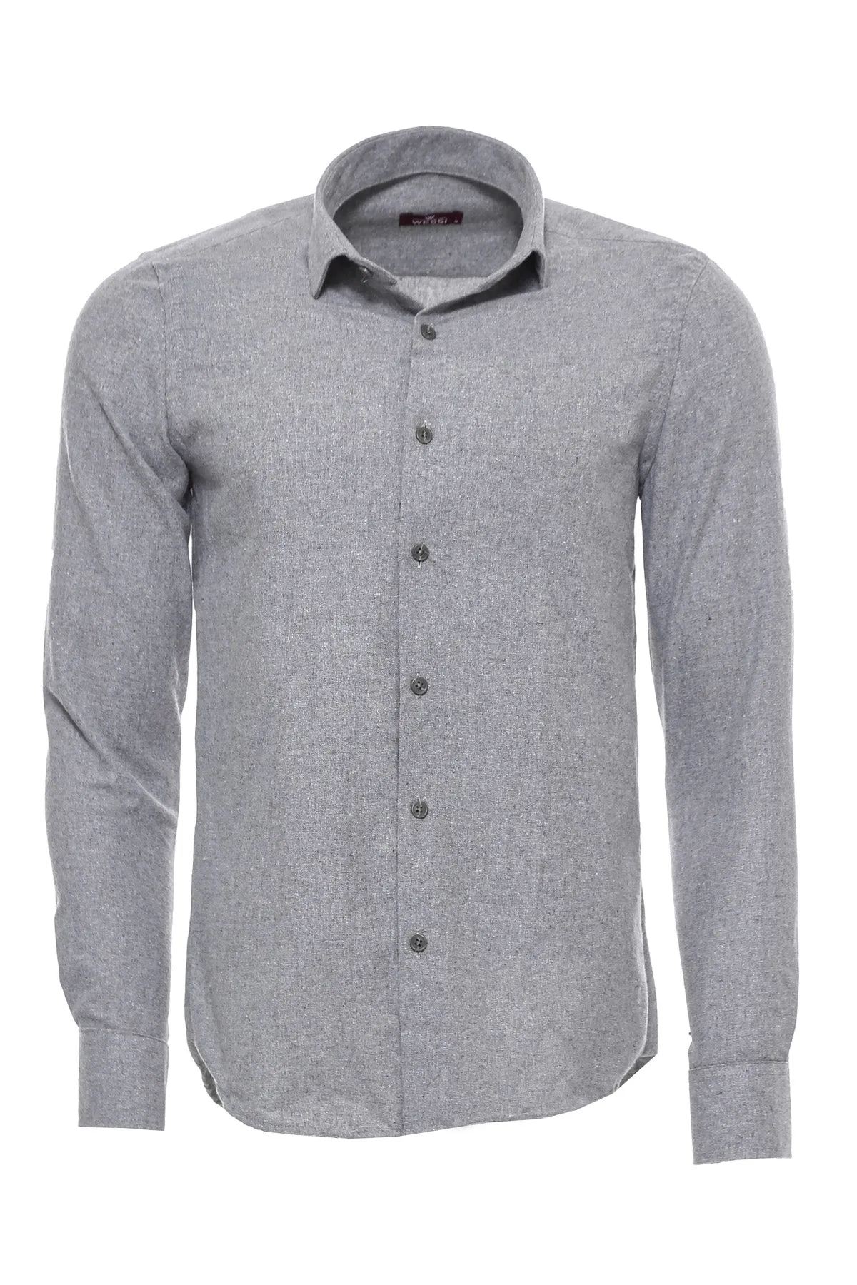 WSS Slim Fit Plain Light Grey Men Lumberjack Shirt  - Singen