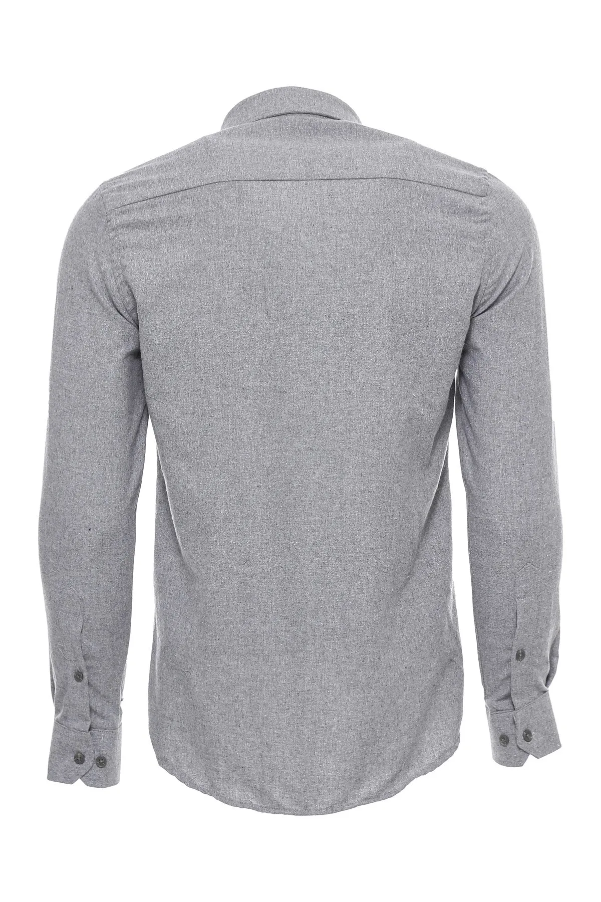 WSS Slim Fit Plain Light Grey Men Lumberjack Shirt  - Singen
