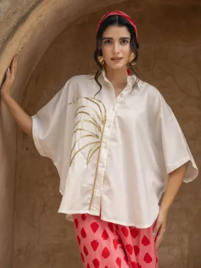 Zoe Sequined Cotton Poncho Shirt
